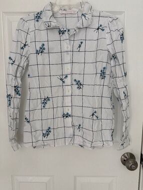 Zara Trafaluc Floral Check Windowpane Button-Down Shirt S LIKE NEW OTHER